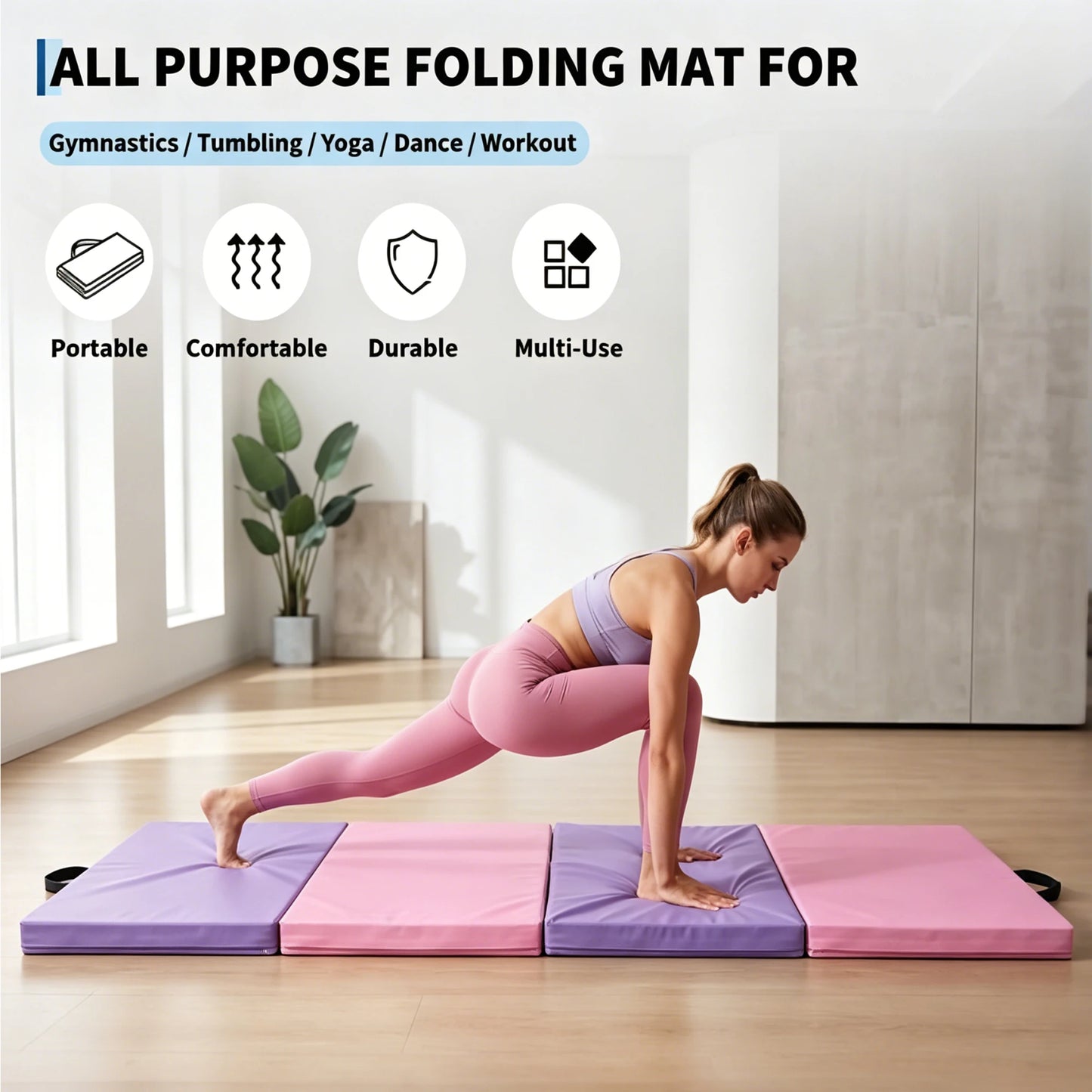 HiMISS Foldable Gymnastics Mat For Home Gym Yoga And Training