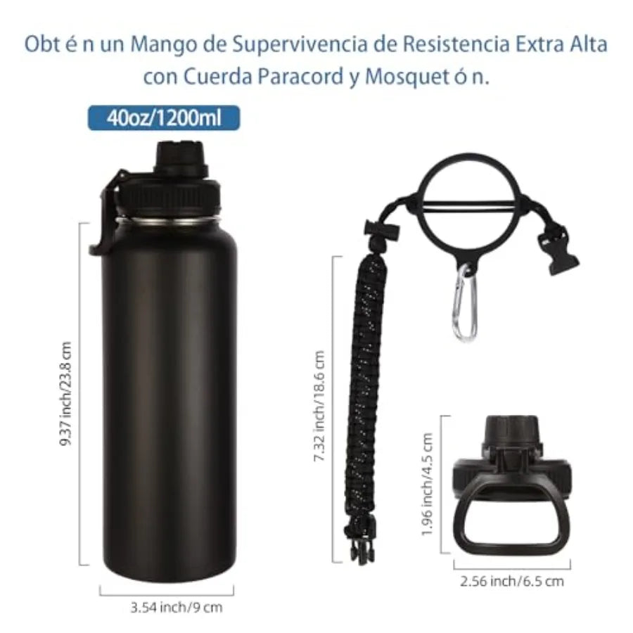 Insulated Stainless Steel Water Bottles 4 Pack With Paracord Handle