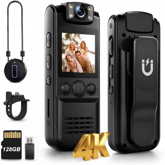 Wearable Mini Body Camera With 128GB Storage And Magnetic Clip Hands Free POV