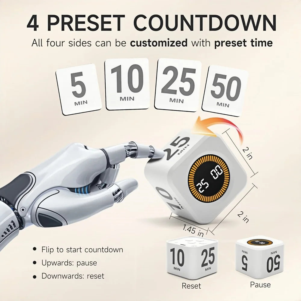 Pomodoro Timer LED Display Silent Eco Friendly Kitchen Timer