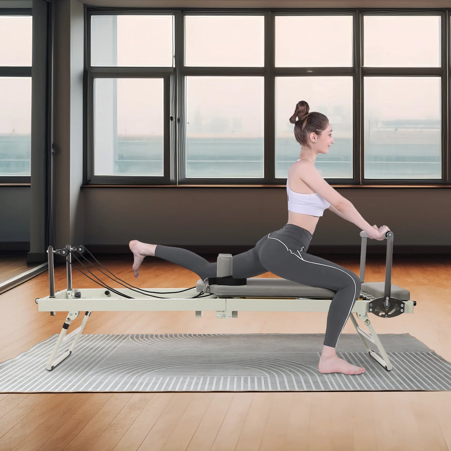 Foldable Pilates Reformer Machine For Home And Studio Use