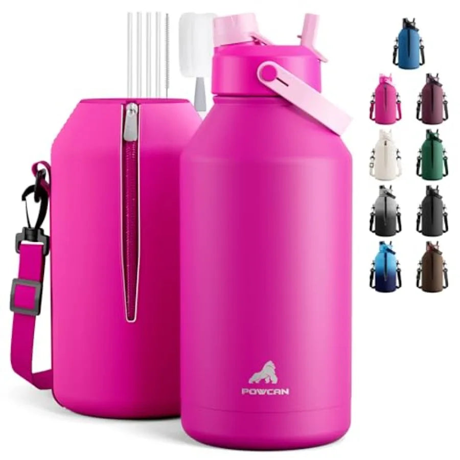 Insulated Water Bottle With 2-In-1 Straw Spout Lid Leakproof BPA-Free