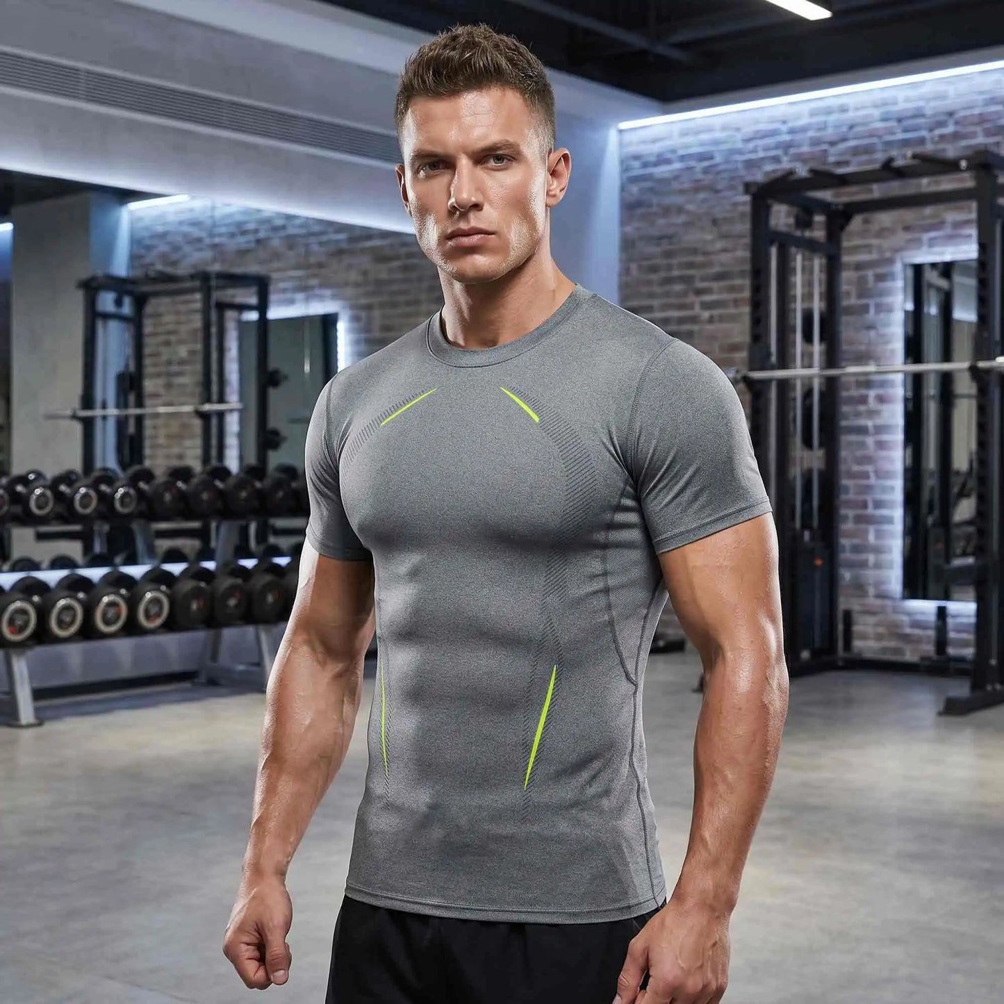 Three Pack Mens Compression Shirts Short Sleeve Moisture Wicking Quick Dry