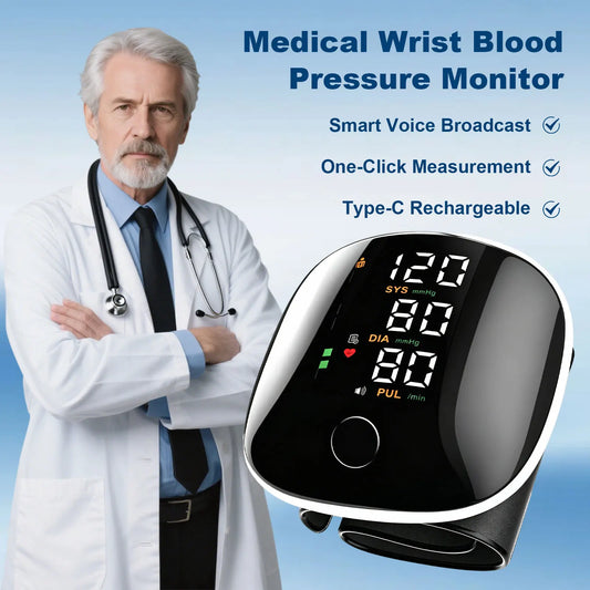 Rechargeable Wrist Blood Pressure Monitor With LCD Display 240Memory