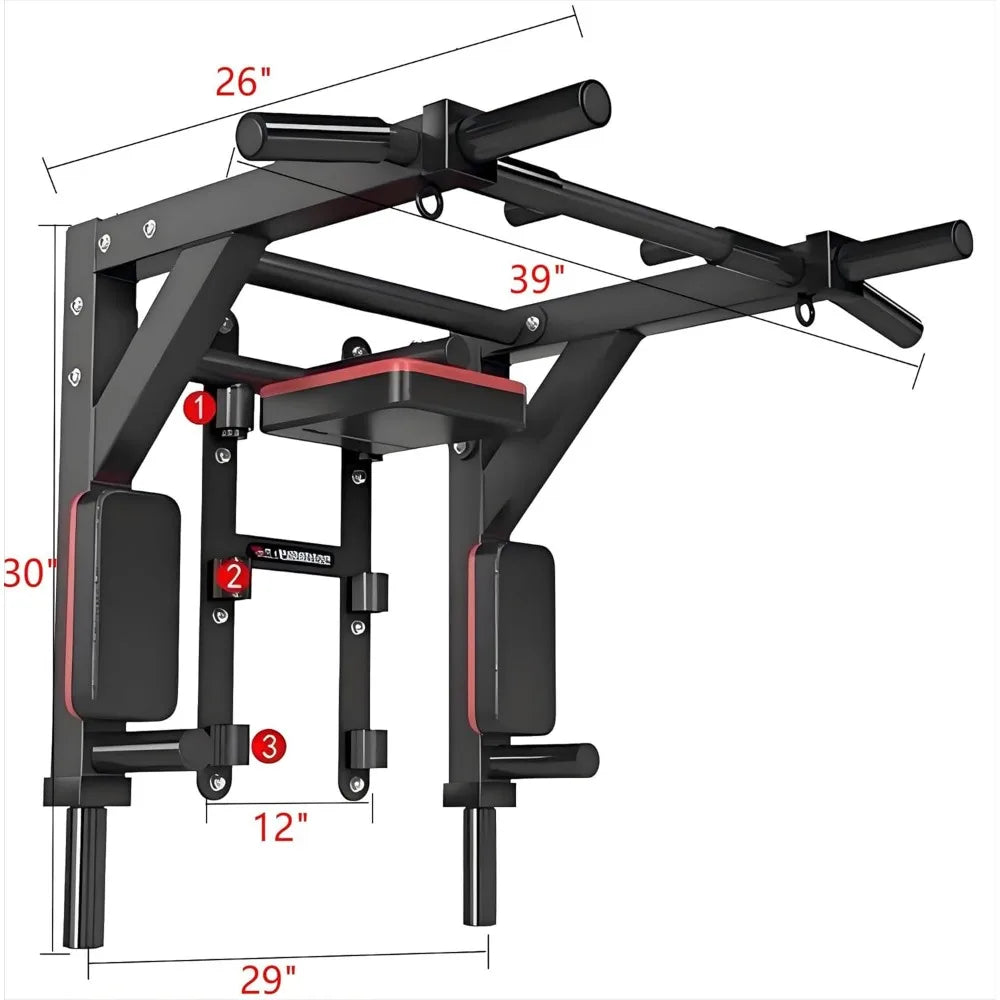 Ytyin Wall Mounted Pull Up Bar With Dip Station Rack