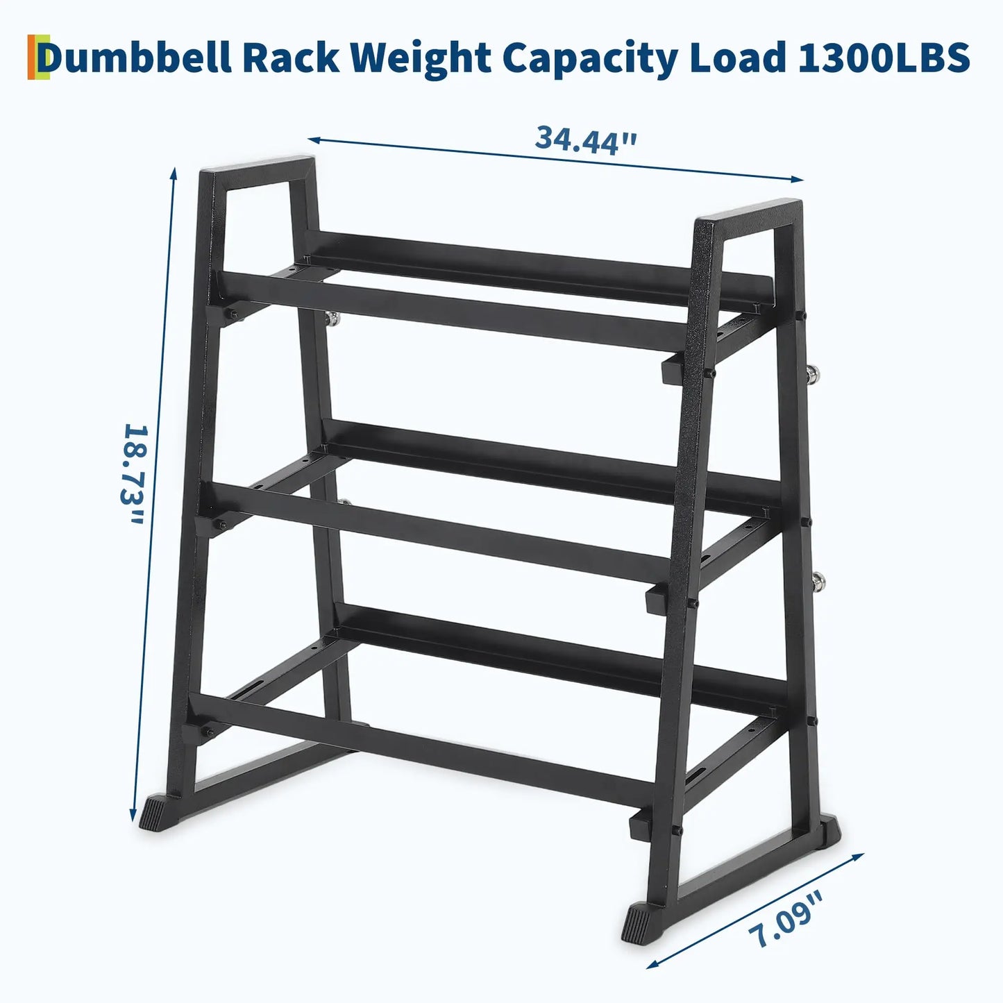 Adjustable 3 Tier Dumbbell Rack 1300LB Capacity For Home Gym