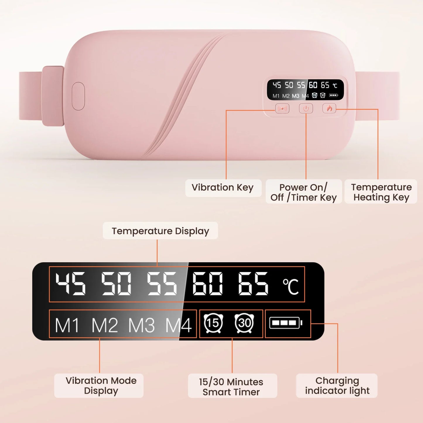 Pastsky Electric Heating Vibration Waist Massage Belt For Period Cramps
