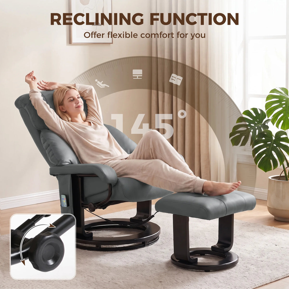 HOMCOM Massage Recliner Chair With Ottoman And 10 Point Vibration