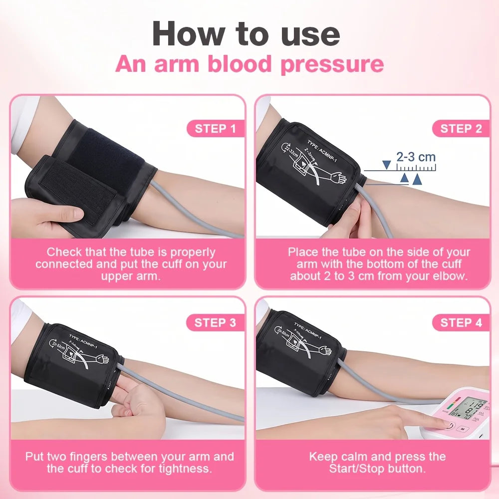 Automatic Upper Arm Blood Pressure Monitor With Heart Rate Display