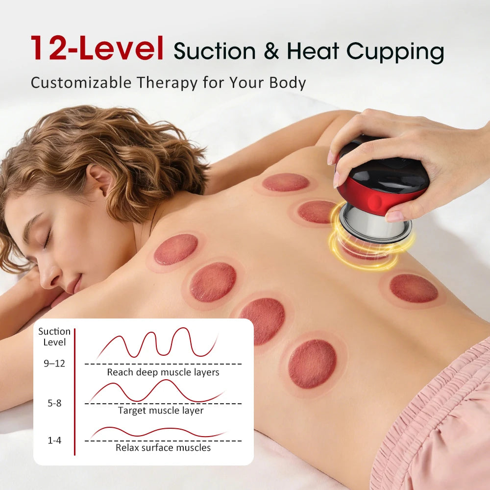 Intelligent Vacuum Cupping Massager With 12 Gear Heating And LCD Display