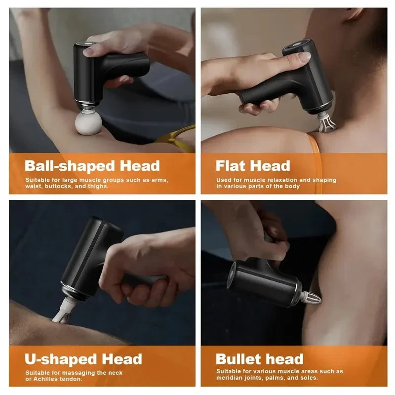 Portable Electric Massage Gun With 4 Heads And 6 Speeds