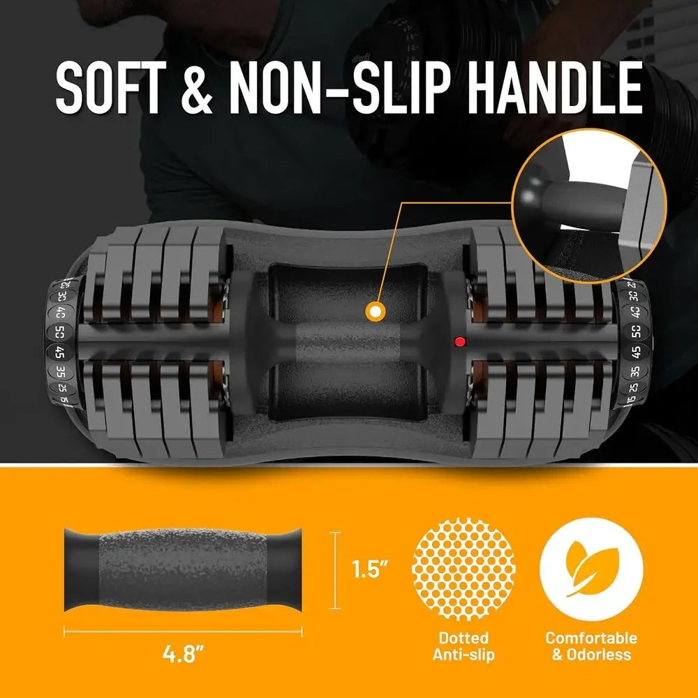Adjustable Dumbbell Set With Dual Safety Locks And Secure Grips