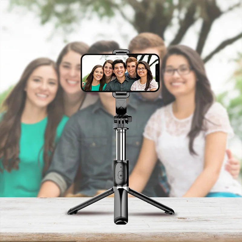 40-Inch Retractable Selfie Stick Floor Tripod With Wireless Remote