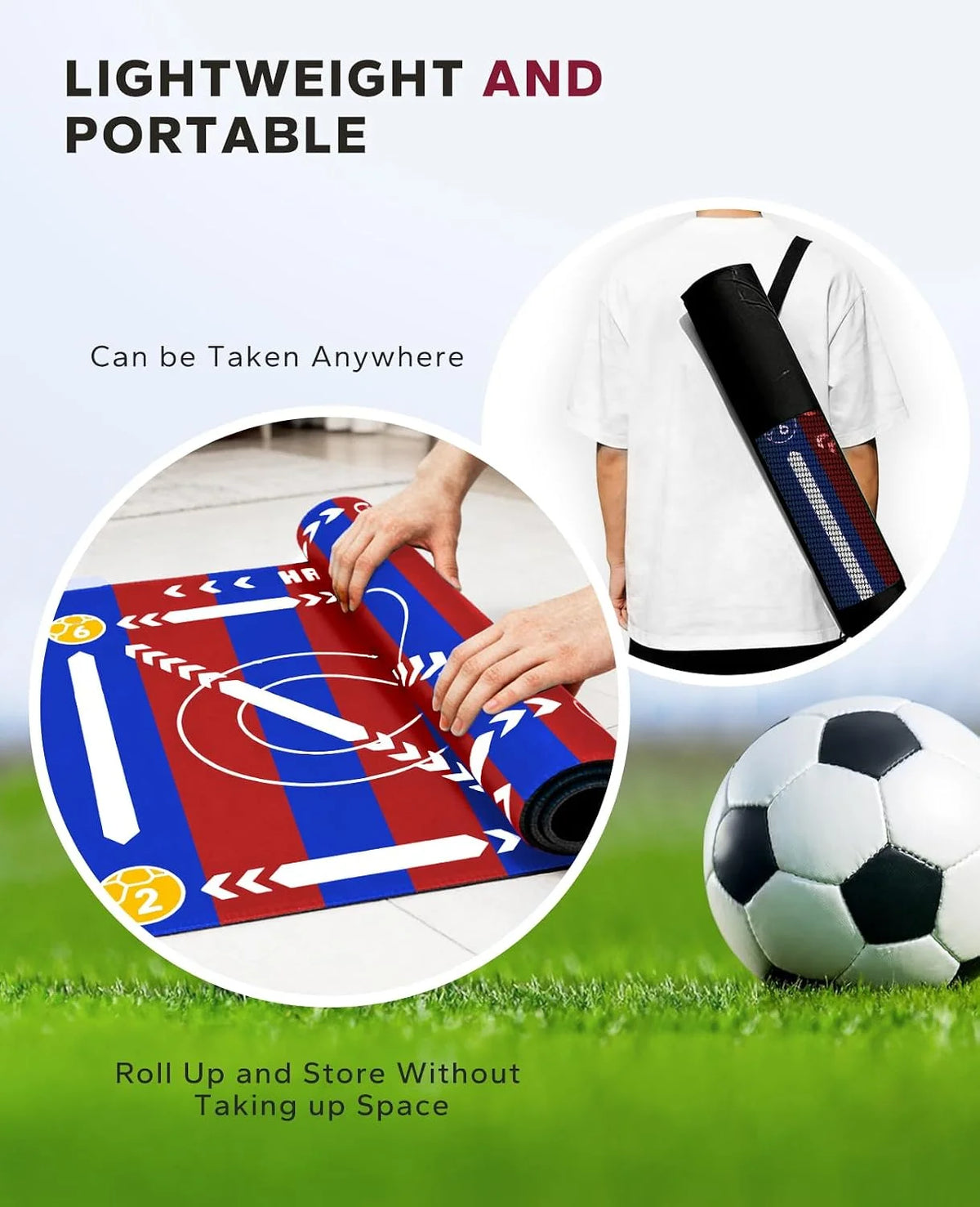 HAPBEAR Soccer Training Mat - 0.2" Thickened Professional Footwork & Ball Mastery Equipment - Anti-Slip Silent Football Practice Mat for Home & Gym - All Ages Speed Agility Trainer