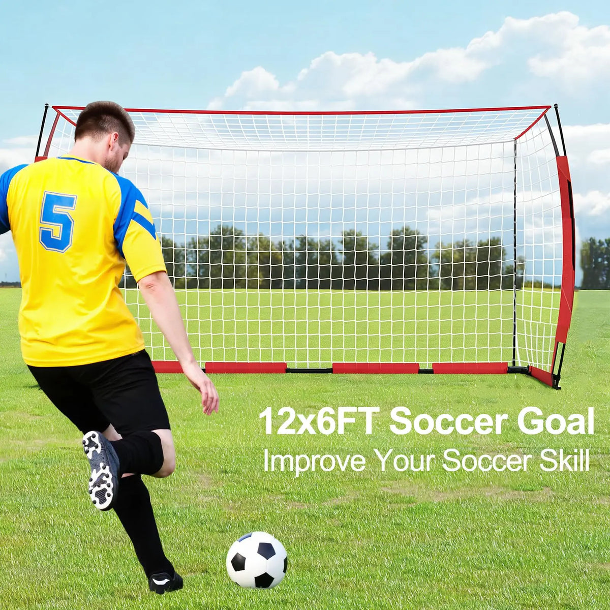 HiMISS Portable Foldable Soccer Goal With Heavy Duty Metal Frame
