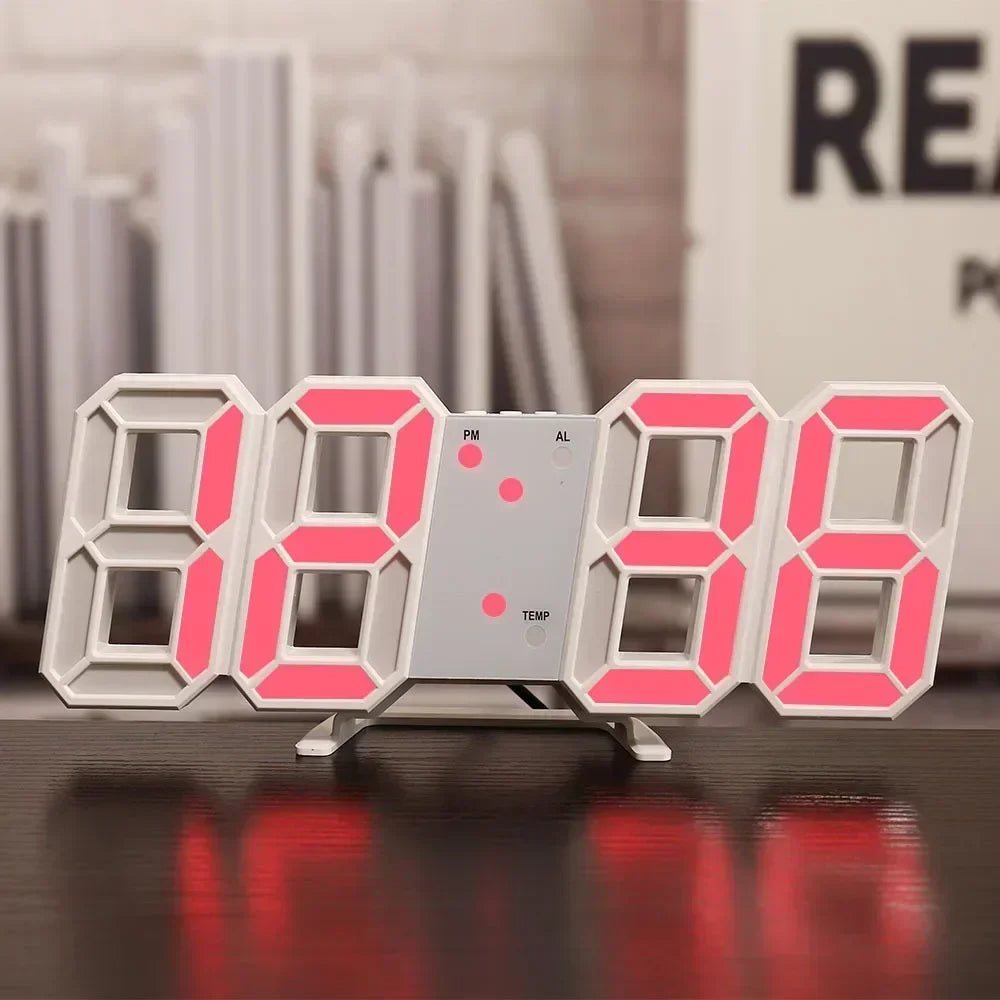 3D LED Digital Clock Wall Decor With Glow Night Mode