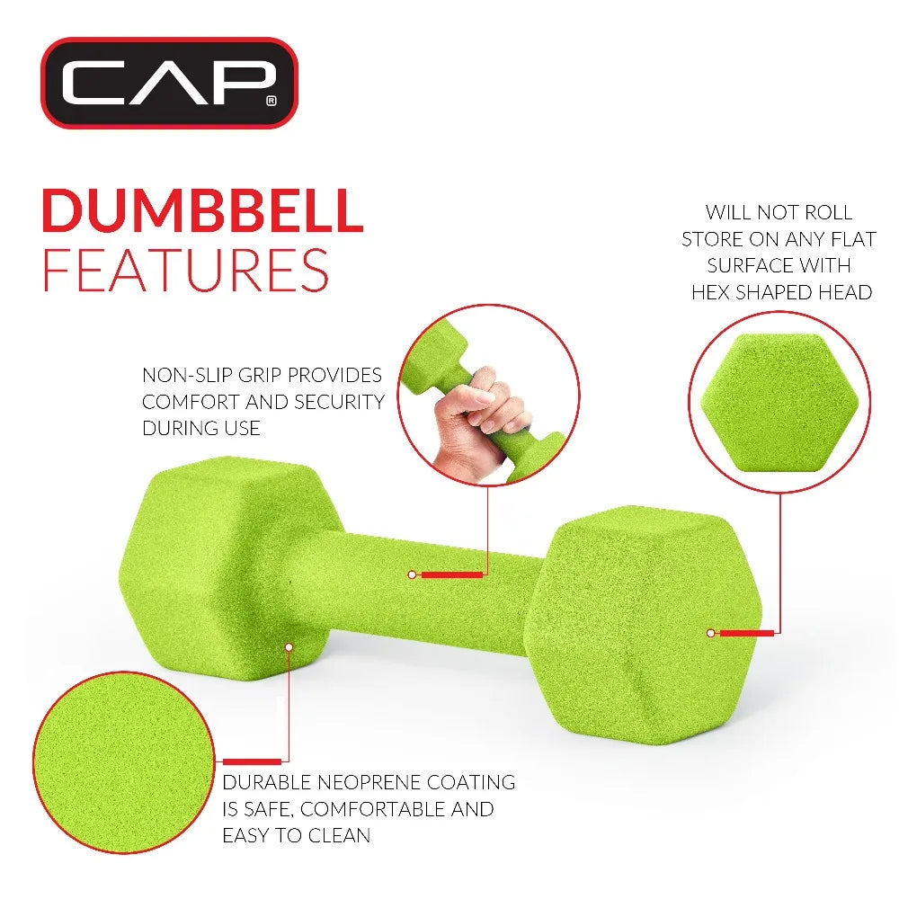 Cap Barbell Neoprene Hex Dumbbell Set Home Gym 5 Lb
