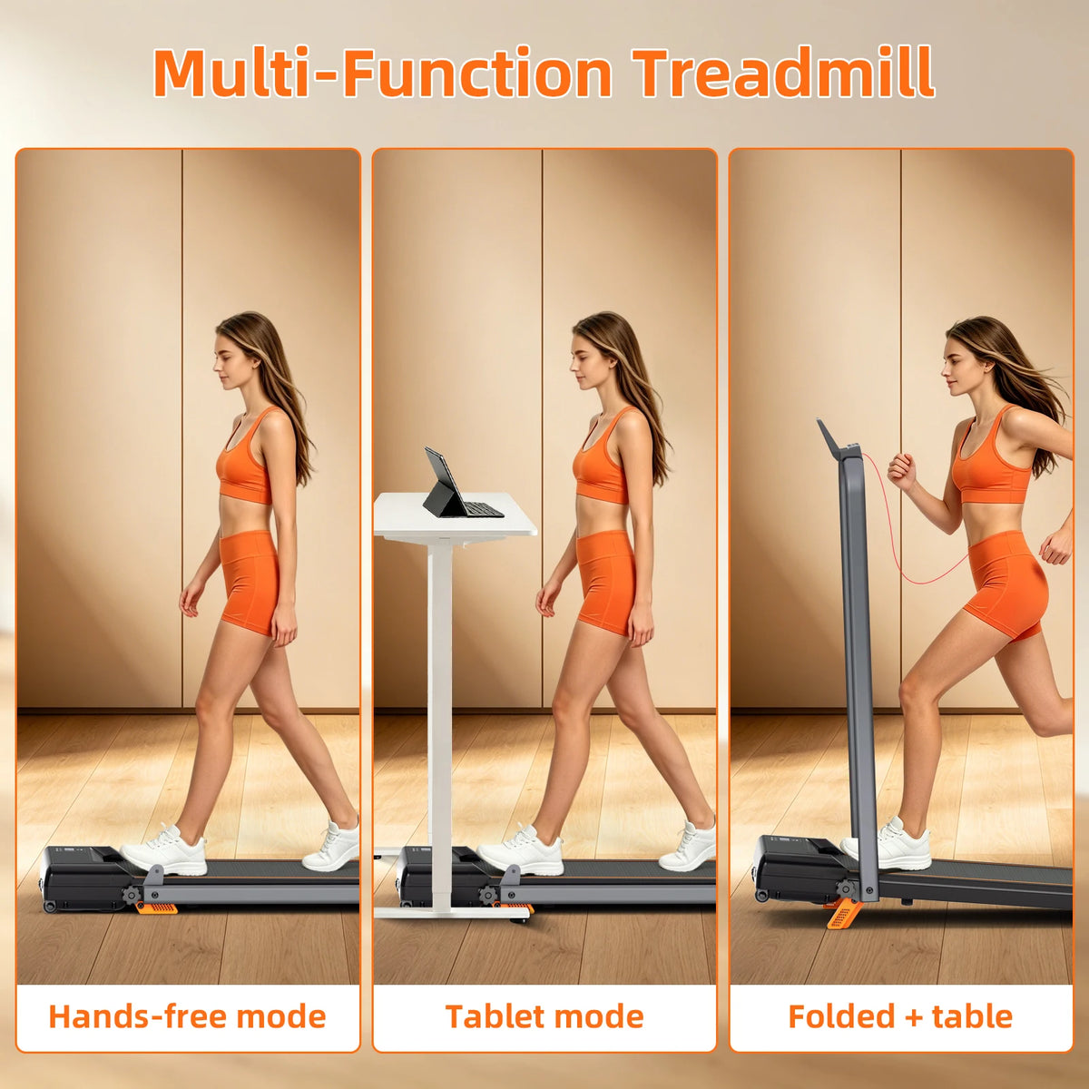 Foldable Electric Treadmill With Manual Incline For Quiet Home Workouts