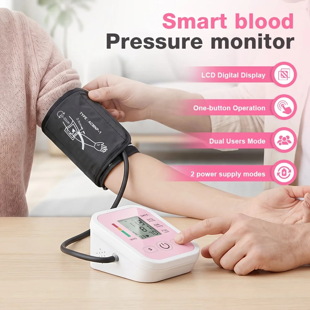Automatic Upper Arm Blood Pressure Monitor With Heart Rate Display