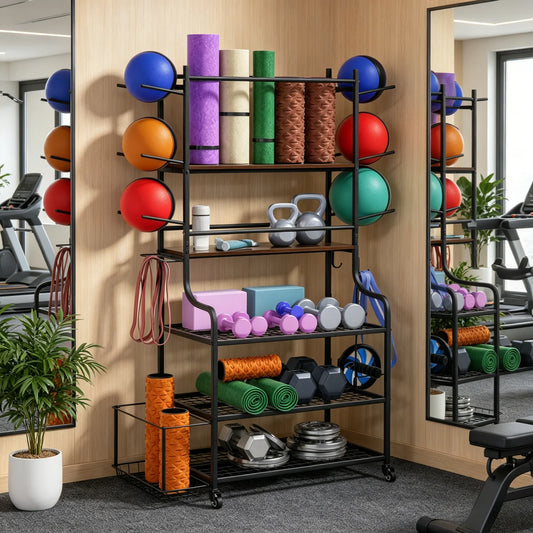 Yoga Mat Storage Rack On Wheels Home Gym Organizer