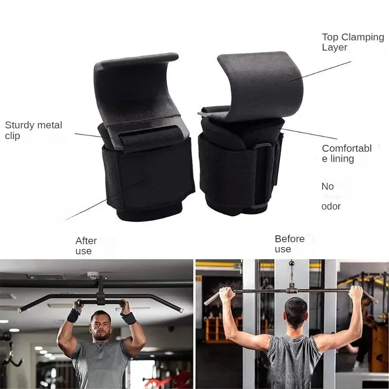 Non Slip Weight Lifting Hooks and Straps for Deadlifts