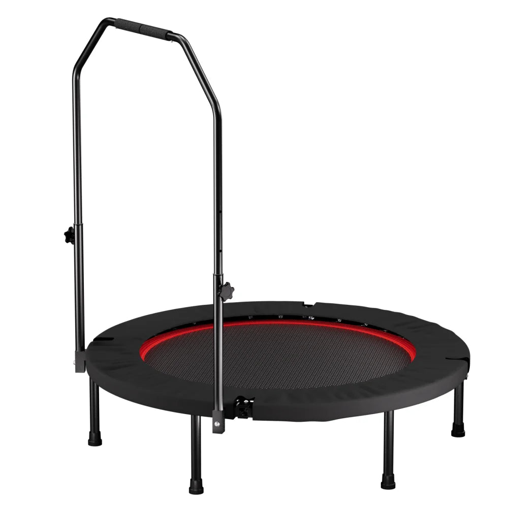 Foldable Fitness Trampoline With Adjustable Handle For Balance Training