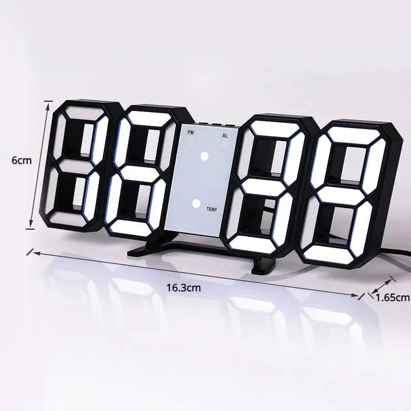 3D LED Digital Clock Wall Decor With Glow Night Mode