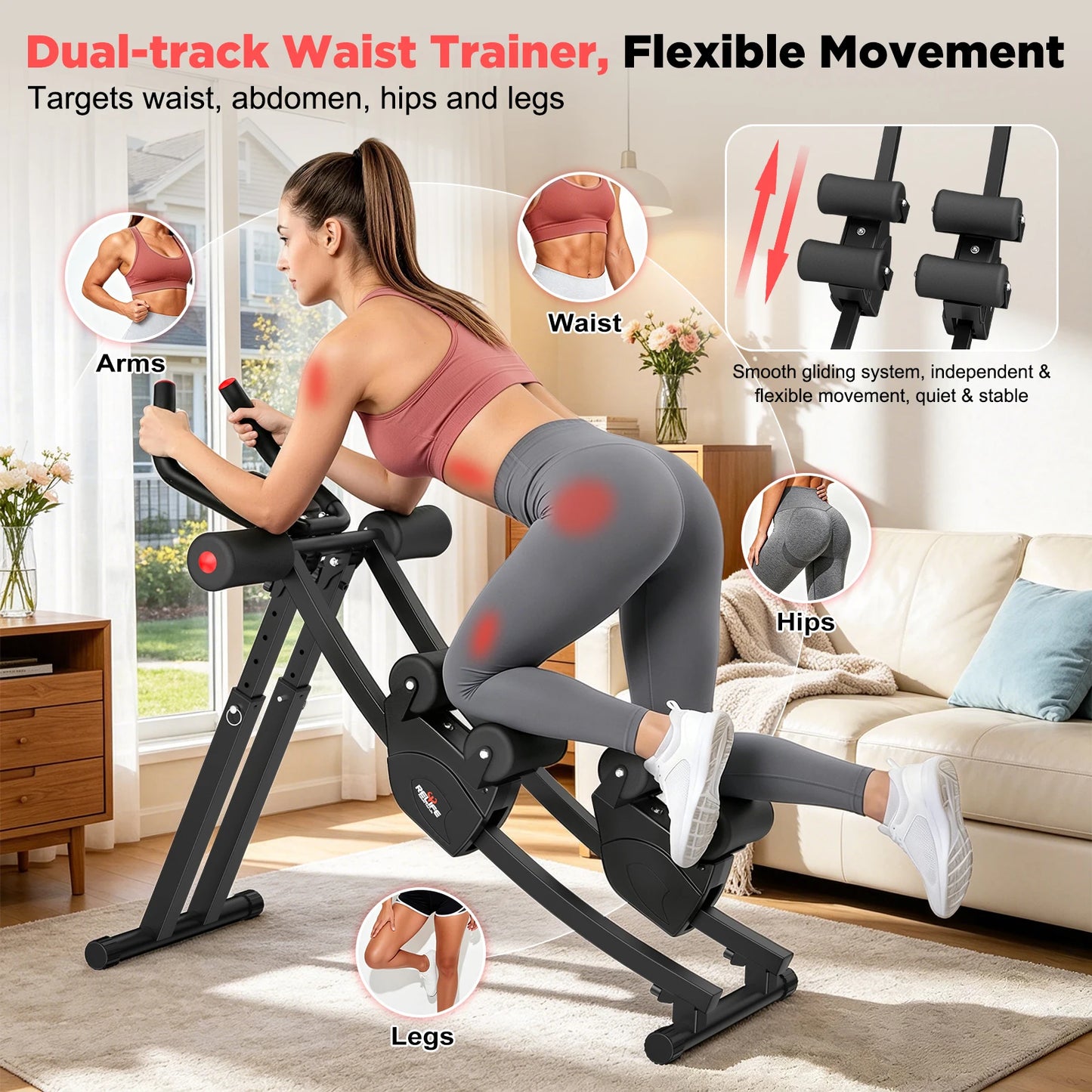 Dual Split Track Ab Machine With Foldable Core Trainer