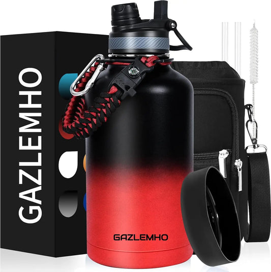 Insulated Stainless Steel Water Bottle With 2-in-1 Straw Lid