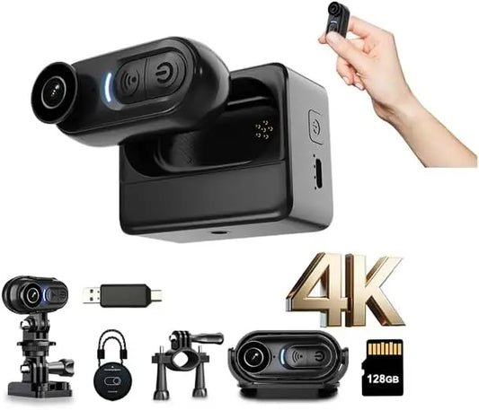 4K Wearable Action Camera 128GB With Hands Free POV Recording