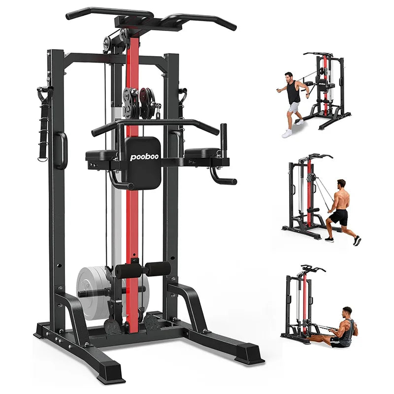 Pooboo Power Tower With Pull Up Bar Dip Station And Cable System
