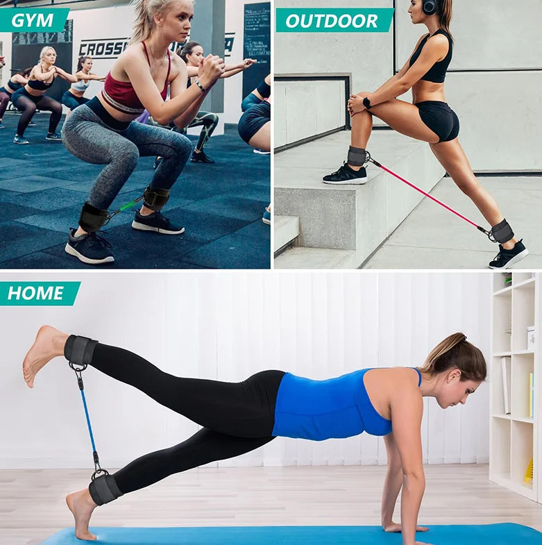 Elastic Ankle Resistance Bands Set For Leg And Glute Training