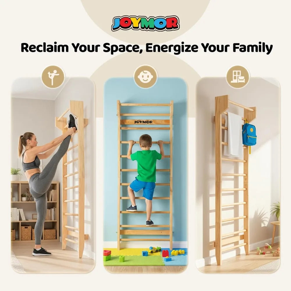 Joymor Wall Mounted Swedish Ladder For Fitness And Balance