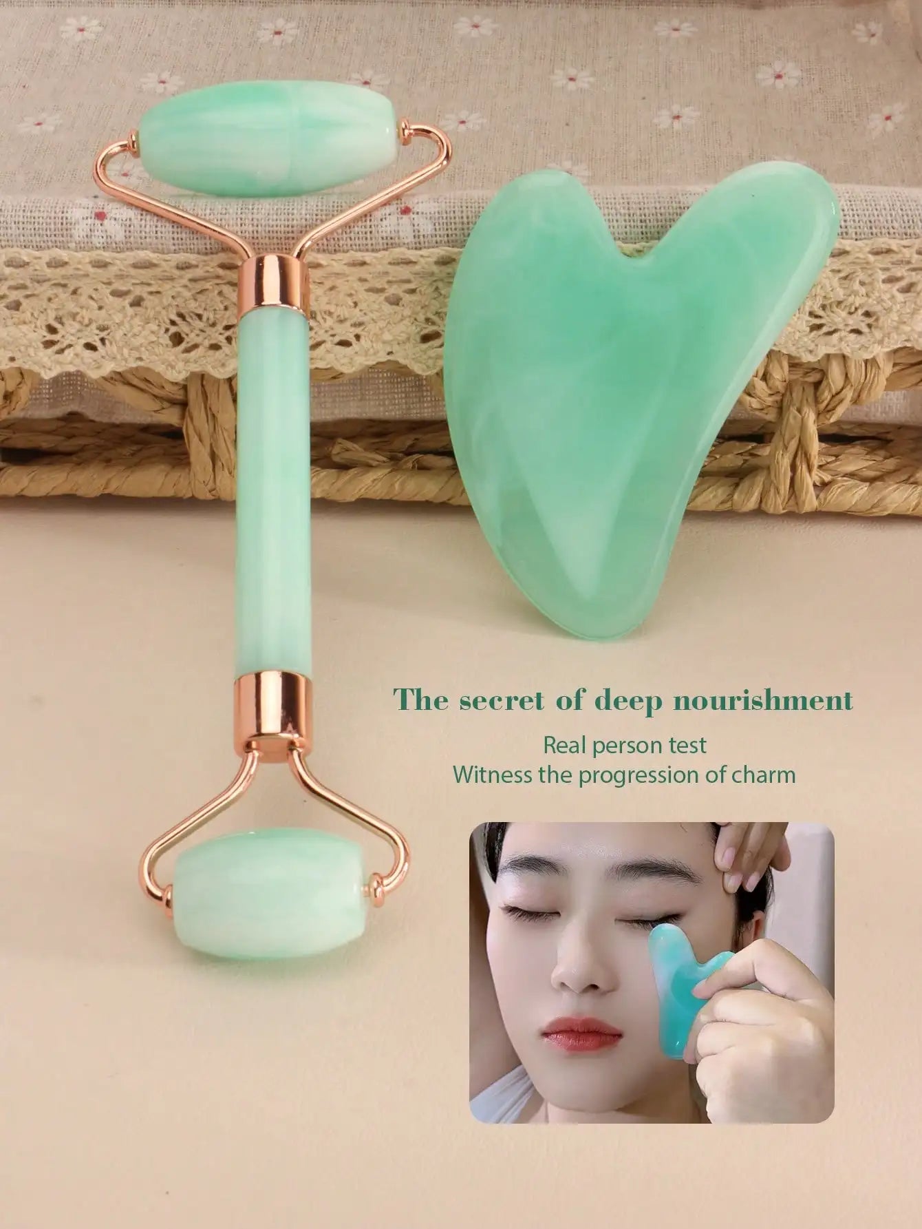 Facial Massage Tool Set Includes Roller Stick Ice Gel Pack