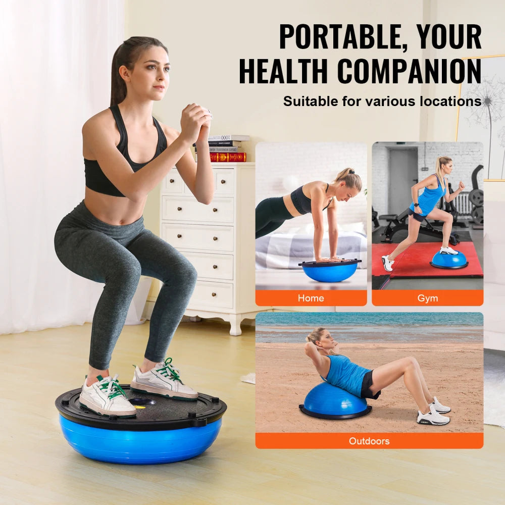 Half Exercise Ball Trainer With Resistance Bands For Body Workout