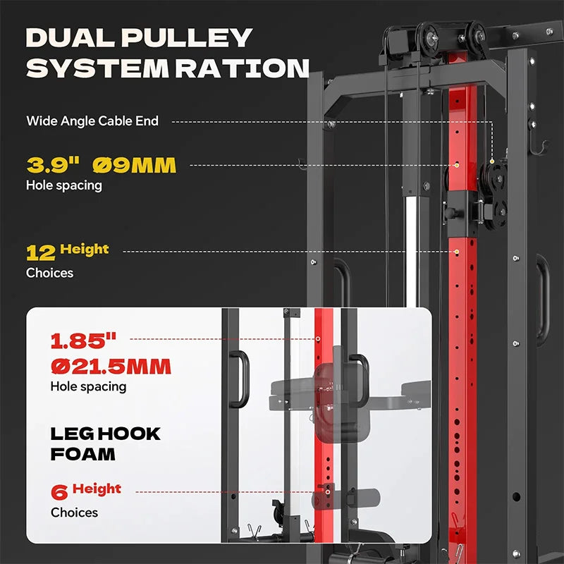 Pooboo Power Tower With Pull Up Bar Dip Station And Cable System