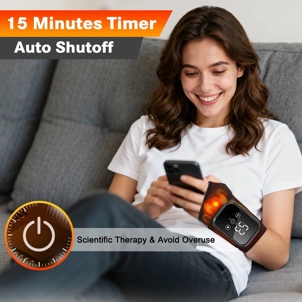 Cordless Heated Hand Wrist Massager With Vibration And Three Modes