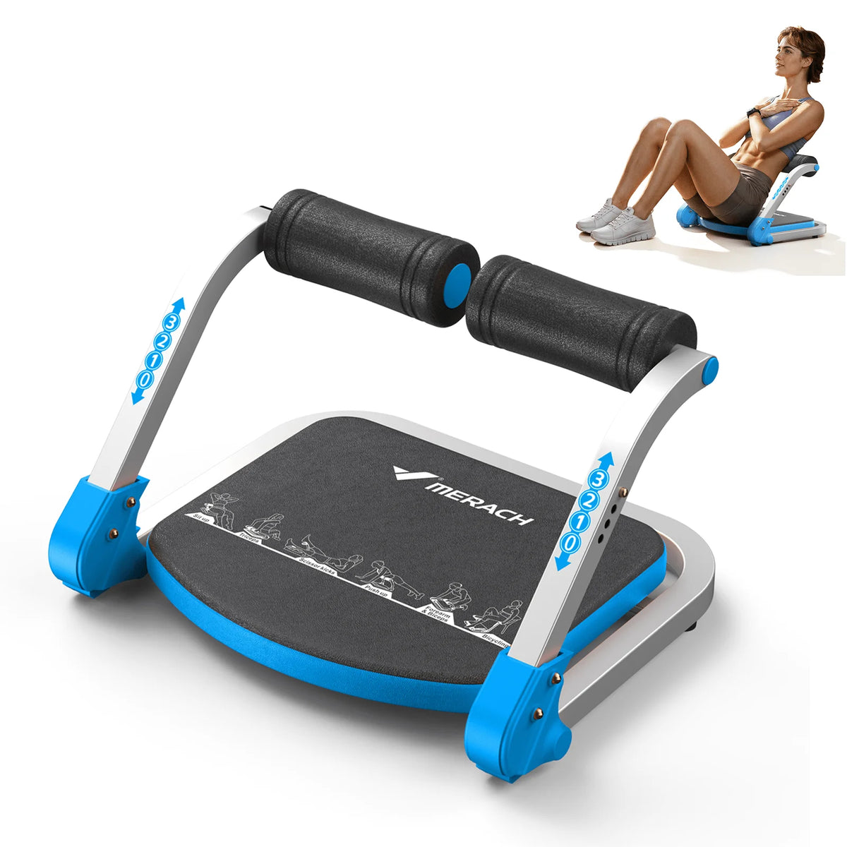 Adjustable Ab Crunch Machine With Automatic Rebound For Home Gym