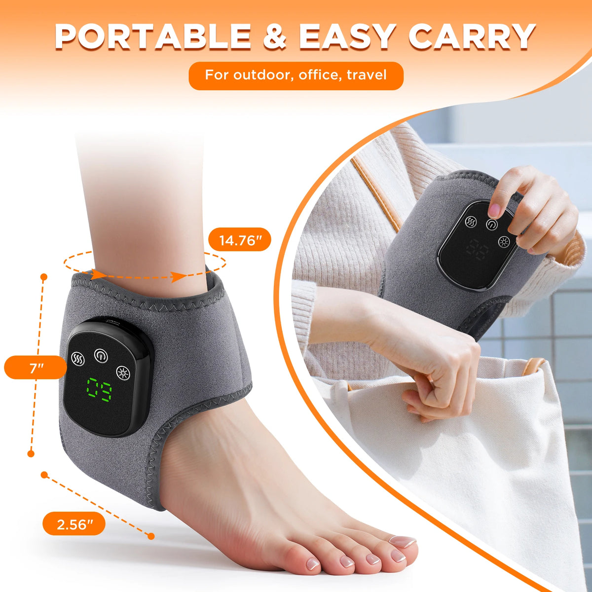 Hailicare Rechargeable Heated Ankle Brace With Vibration Support