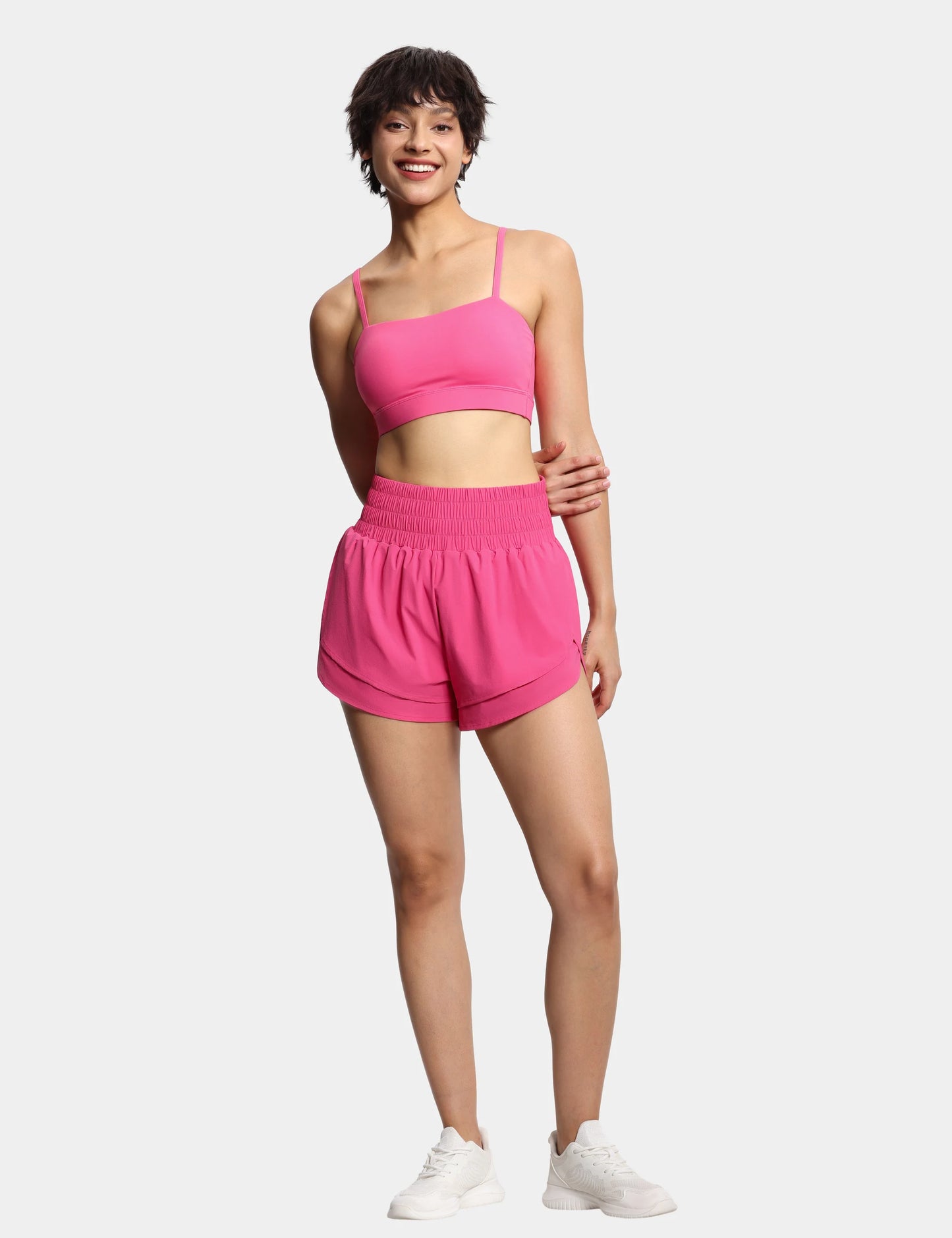 THE GYM PEOPLE Women's High Waisted Workout Shorts Quick Dry With Mesh Liner