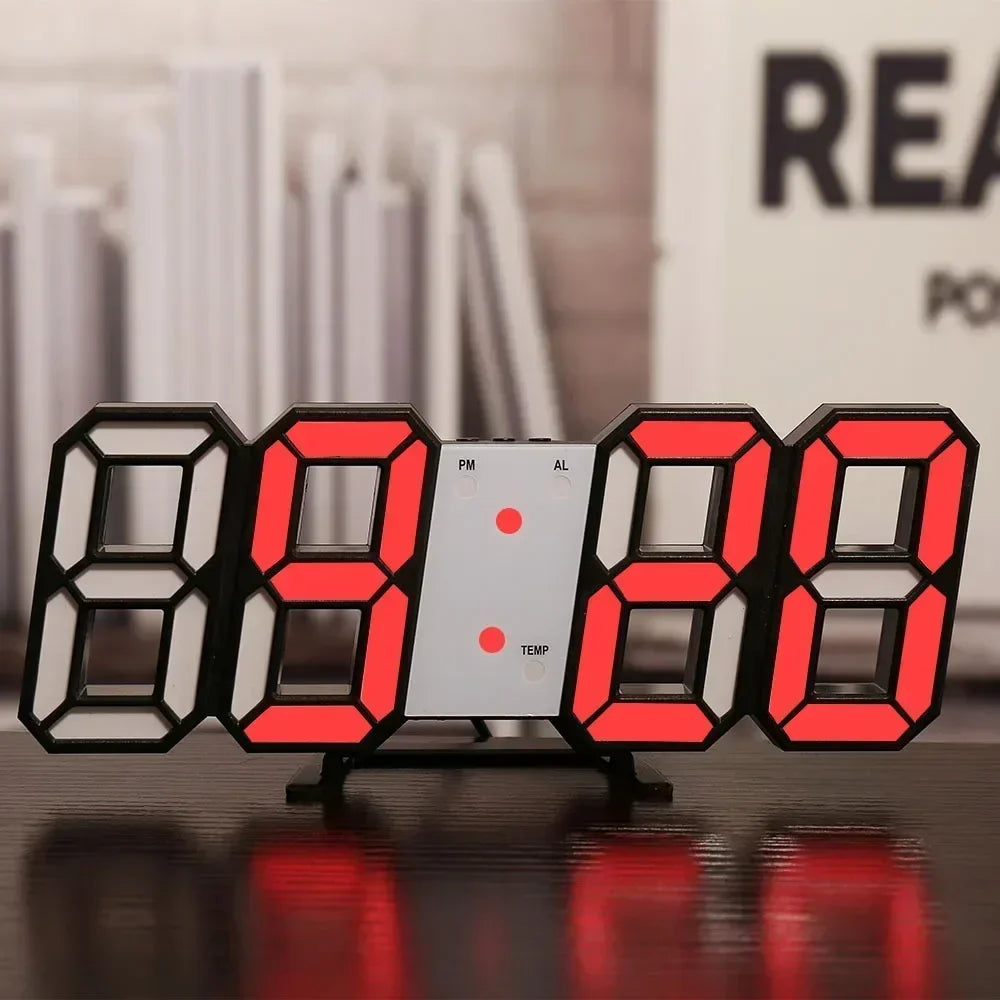 3D LED Digital Clock Wall Decor With Glow Night Mode