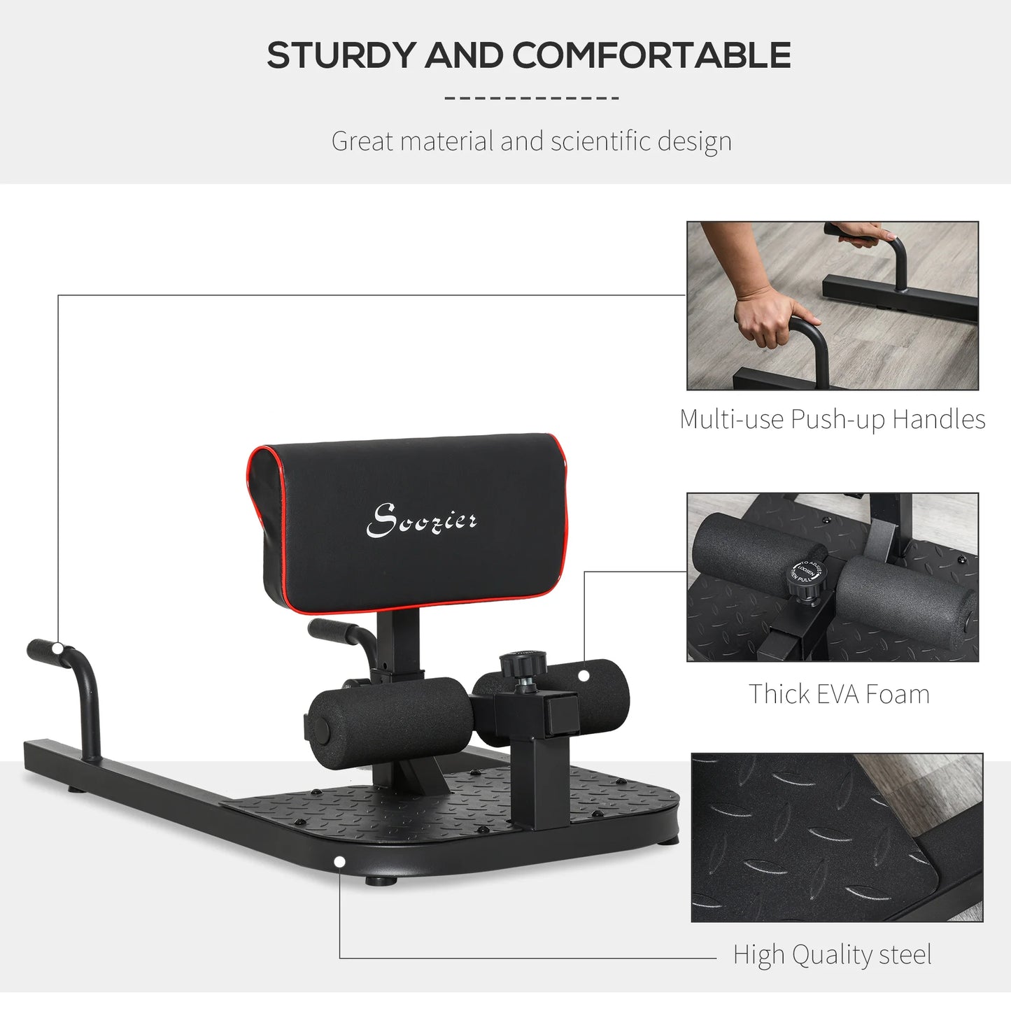 ThreeInOne Padded Push Up Sit Up Squat Fitness Machine Gym