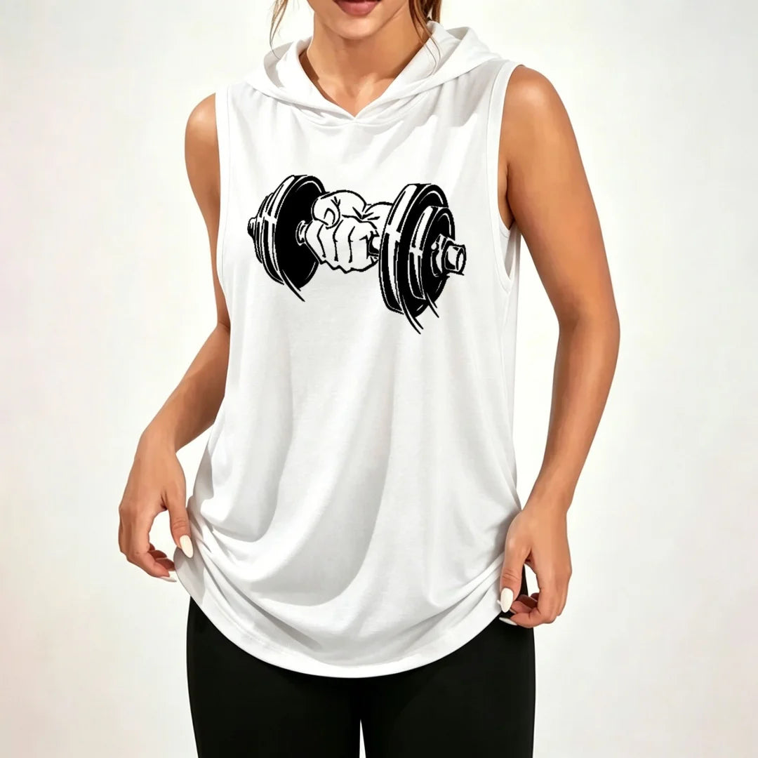 Conquer Excuses Unisex Sleeveless Hoodie With Barbell Graphic