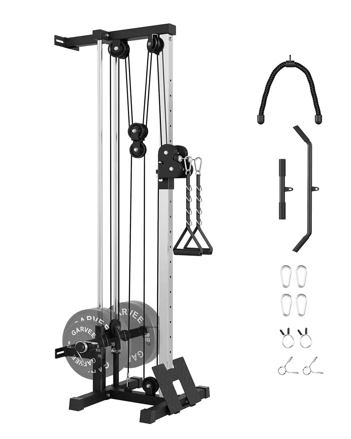 Wall Mount Cable Station Adjustable Dual Pulley Home Gym Trainer