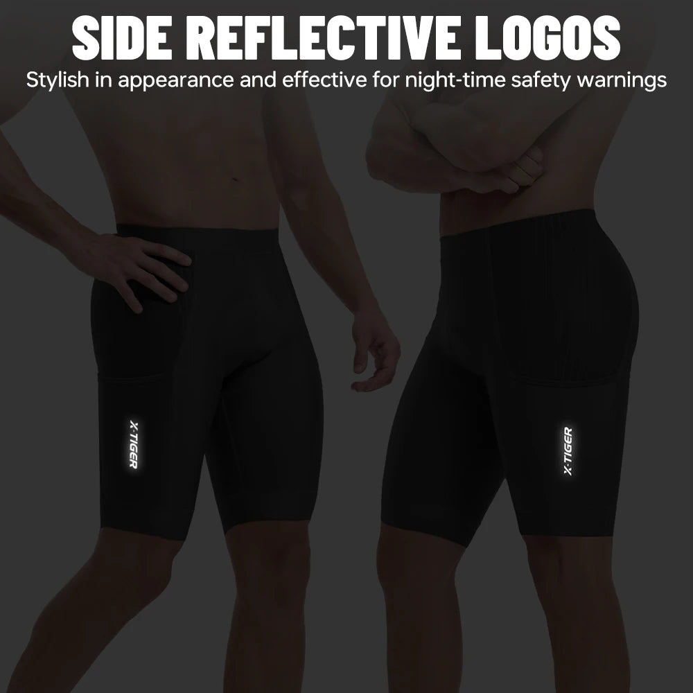 X-TIGER Men's Padded Cycling Shorts With Breathable Pockets For Comfort