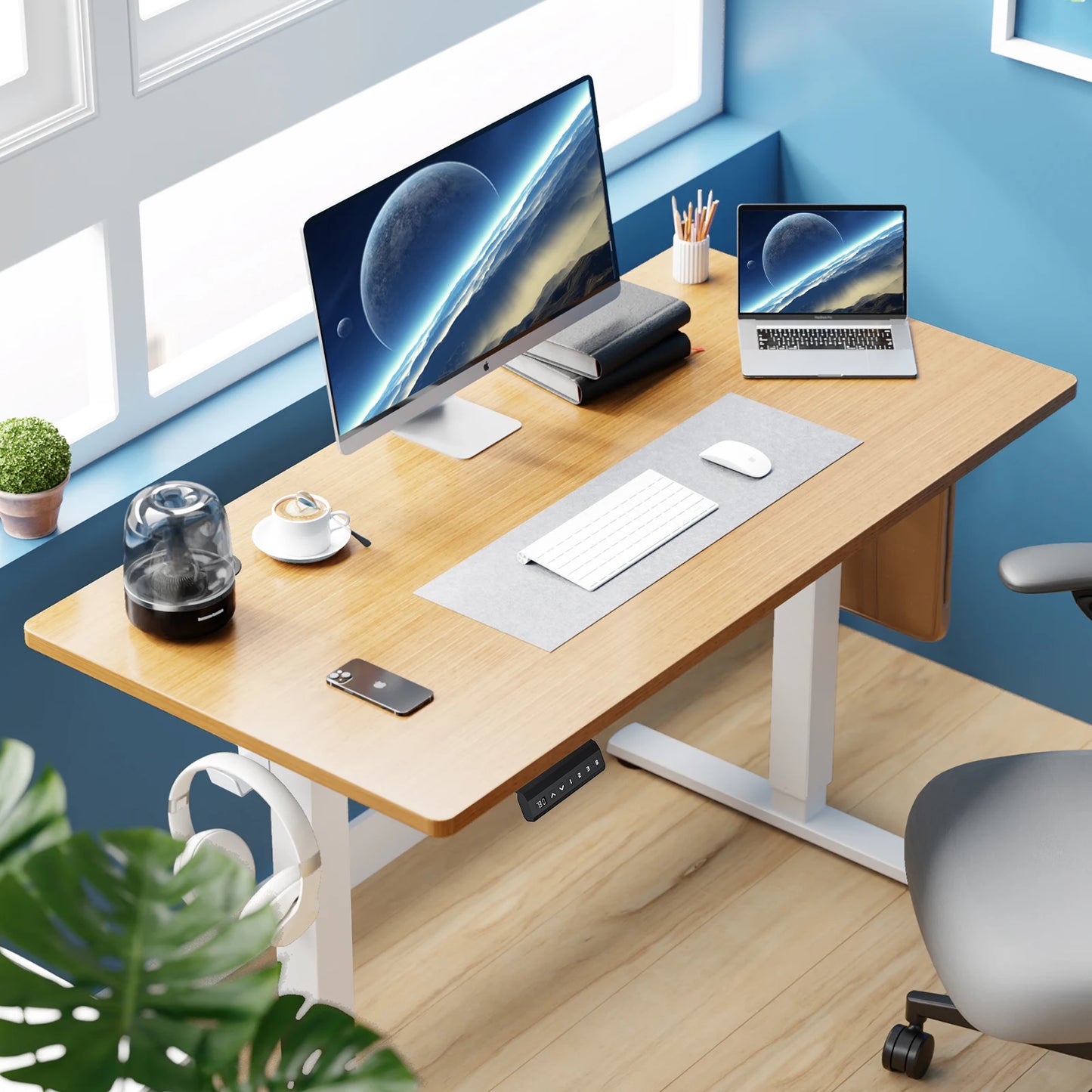 JHK Electric Height Adjustable Standing Desk For Office Ergonomic Workstation