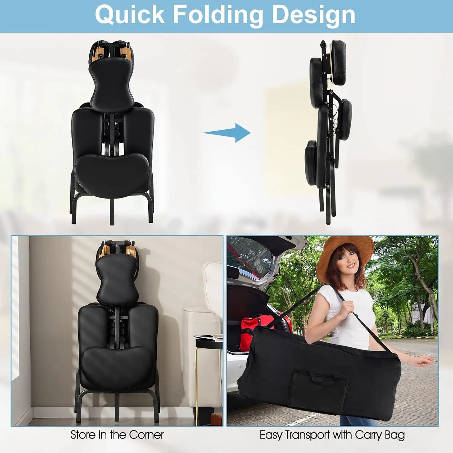 Portable Lightweight Folding Tattoo Massage Spa Chair With Carrying Bag