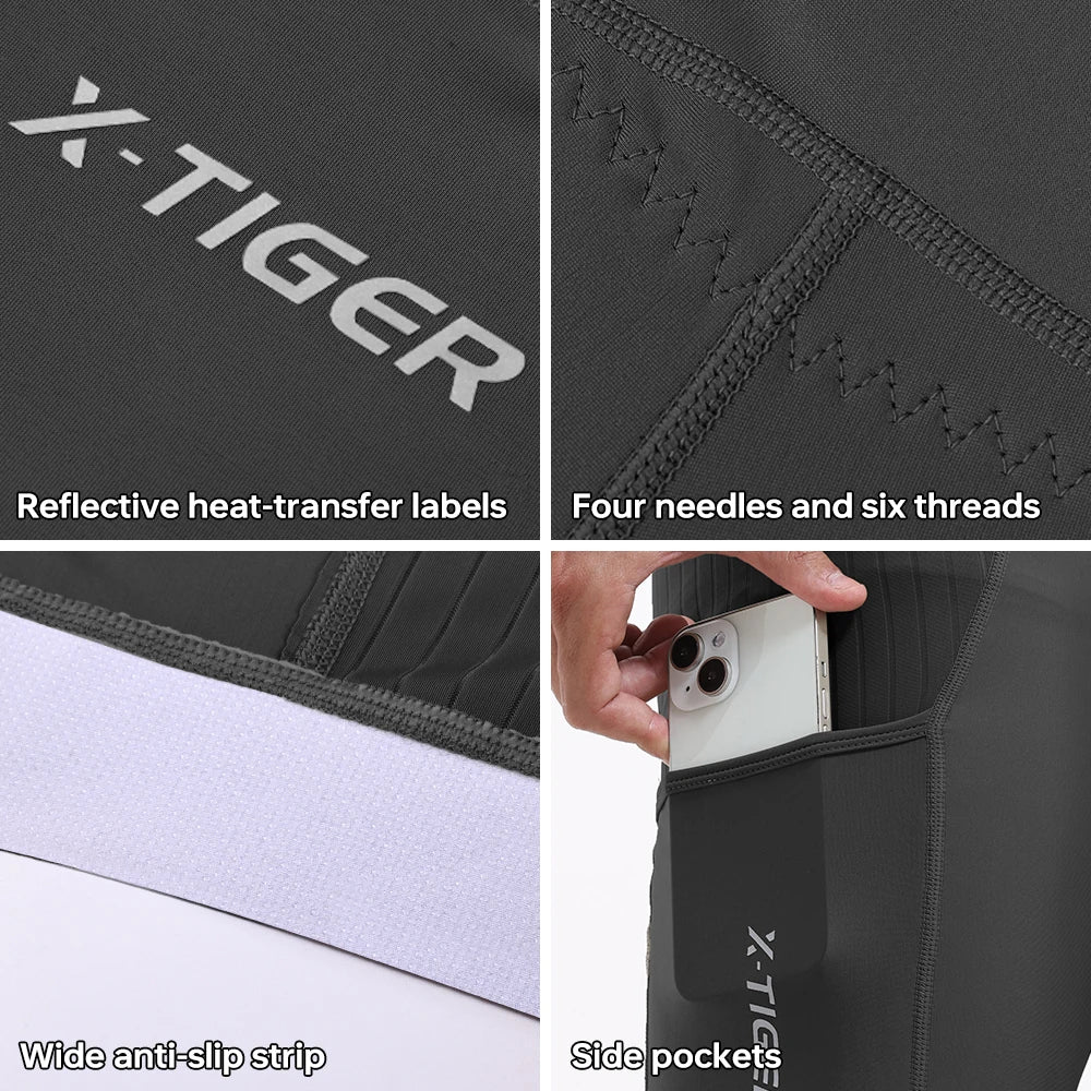 X-TIGER Men's Padded Cycling Shorts With Breathable Pockets For Comfort