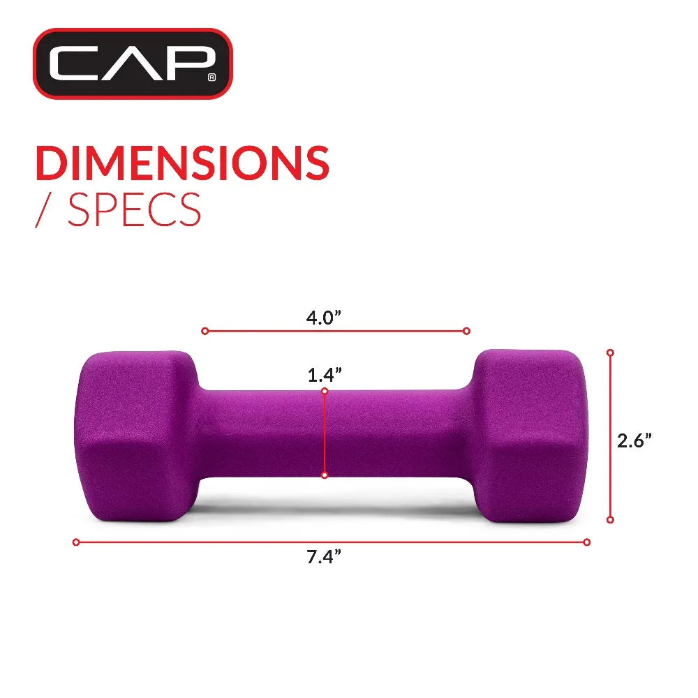 Cap Barbell Neoprene Hex Dumbbell Set Home Gym 5 Lb