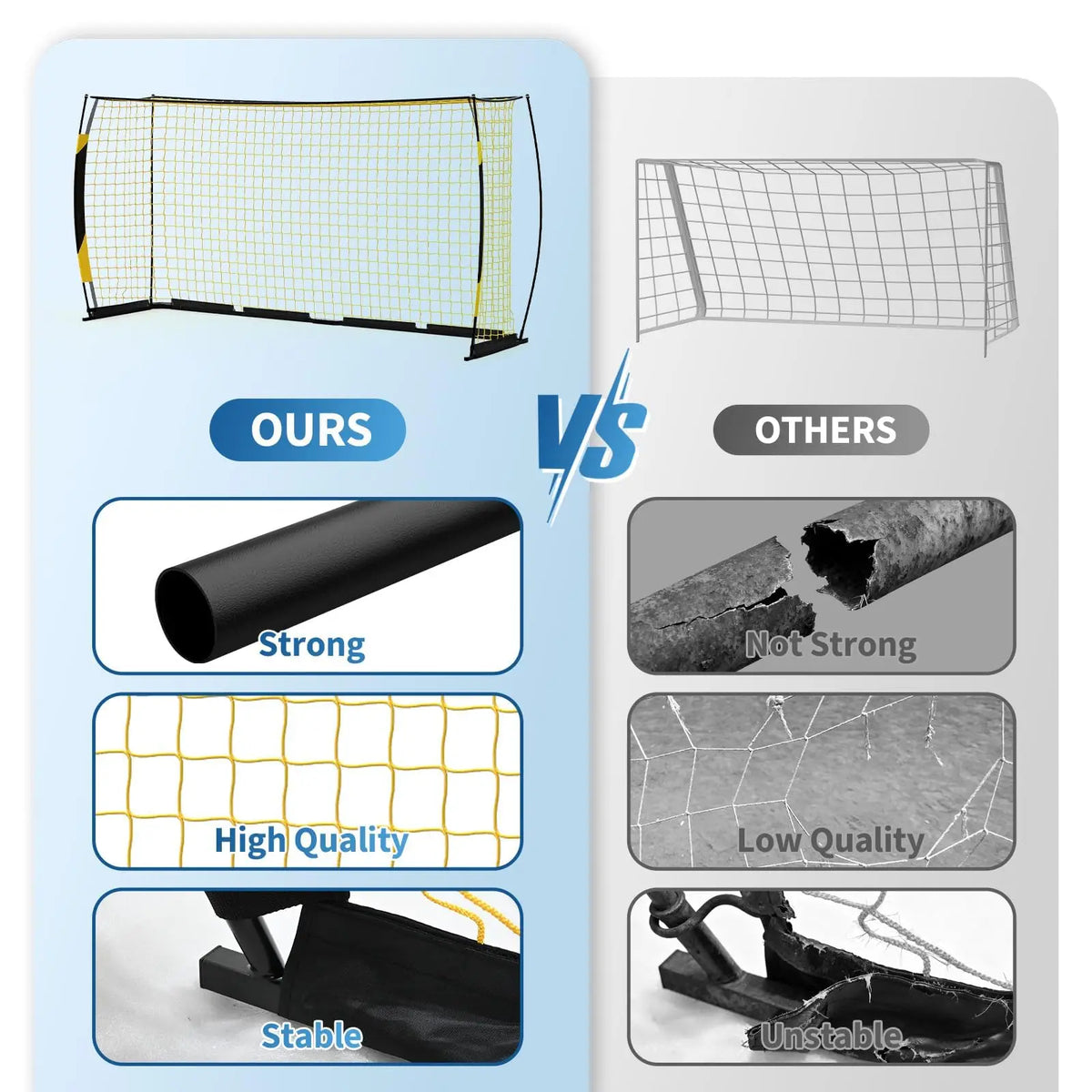 HiMISS Portable Foldable Soccer Goal With Heavy Duty Metal Frame